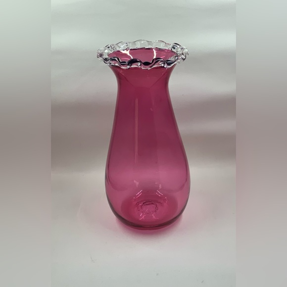 Cranberry Rossi Vase Hand Blown Glass - Picture 1 of 5